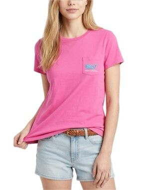 Vineyard Vines Pink Pocket Whale GraphicTee Size Medium 100% Cotton